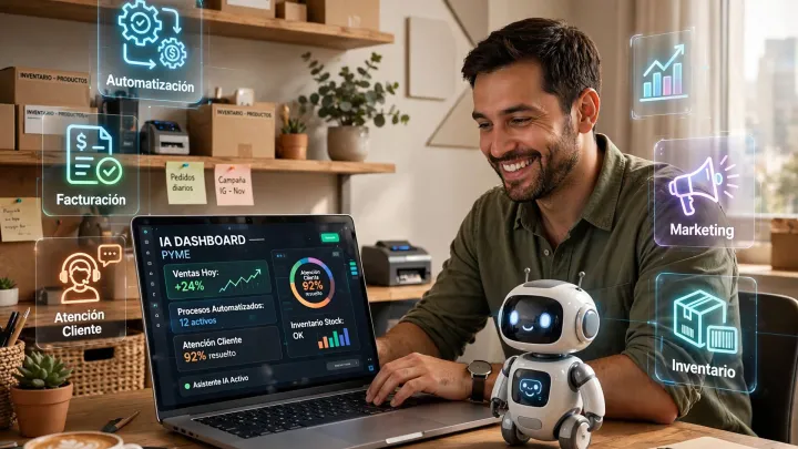 Portada del artículo: Cómo automatizar una PYME con IA: guía paso a paso