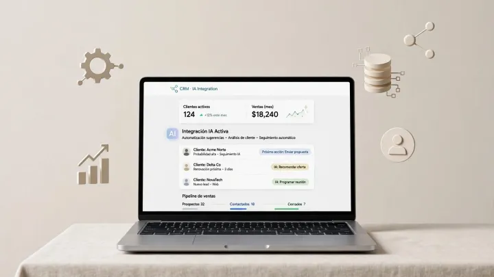 Portada del artículo: Cómo integrar IA con un CRM o ERP: guía para empresas